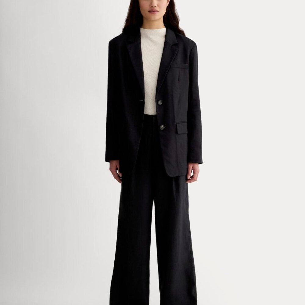 Everlane Women's Linen Way-High® Drape Pant in Black, Size 2, Denim/Linen